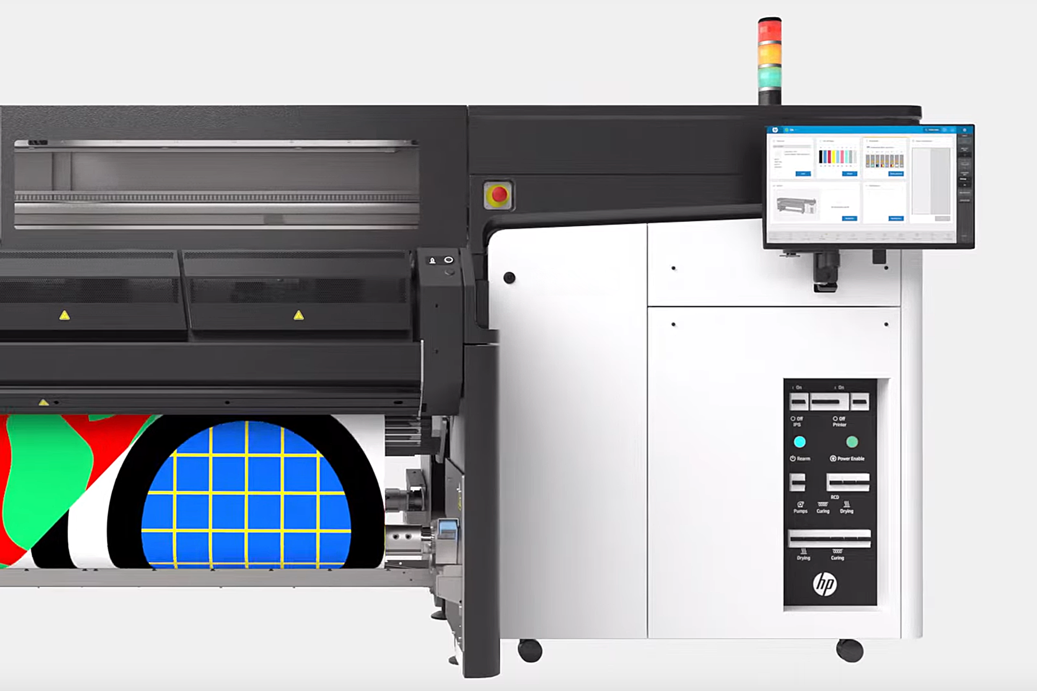 View of a HP Latex printer and its control panel