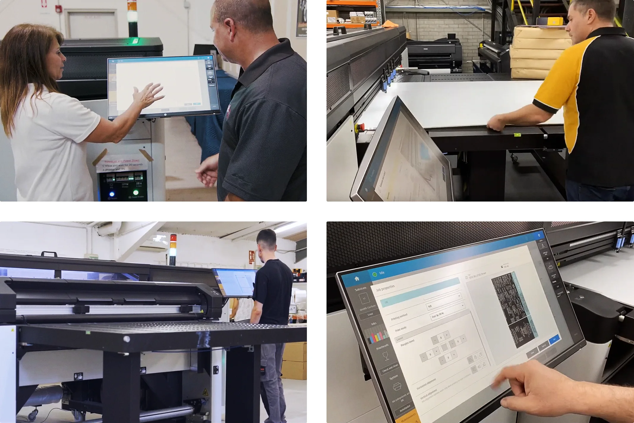 Users interacting with the printer control panel