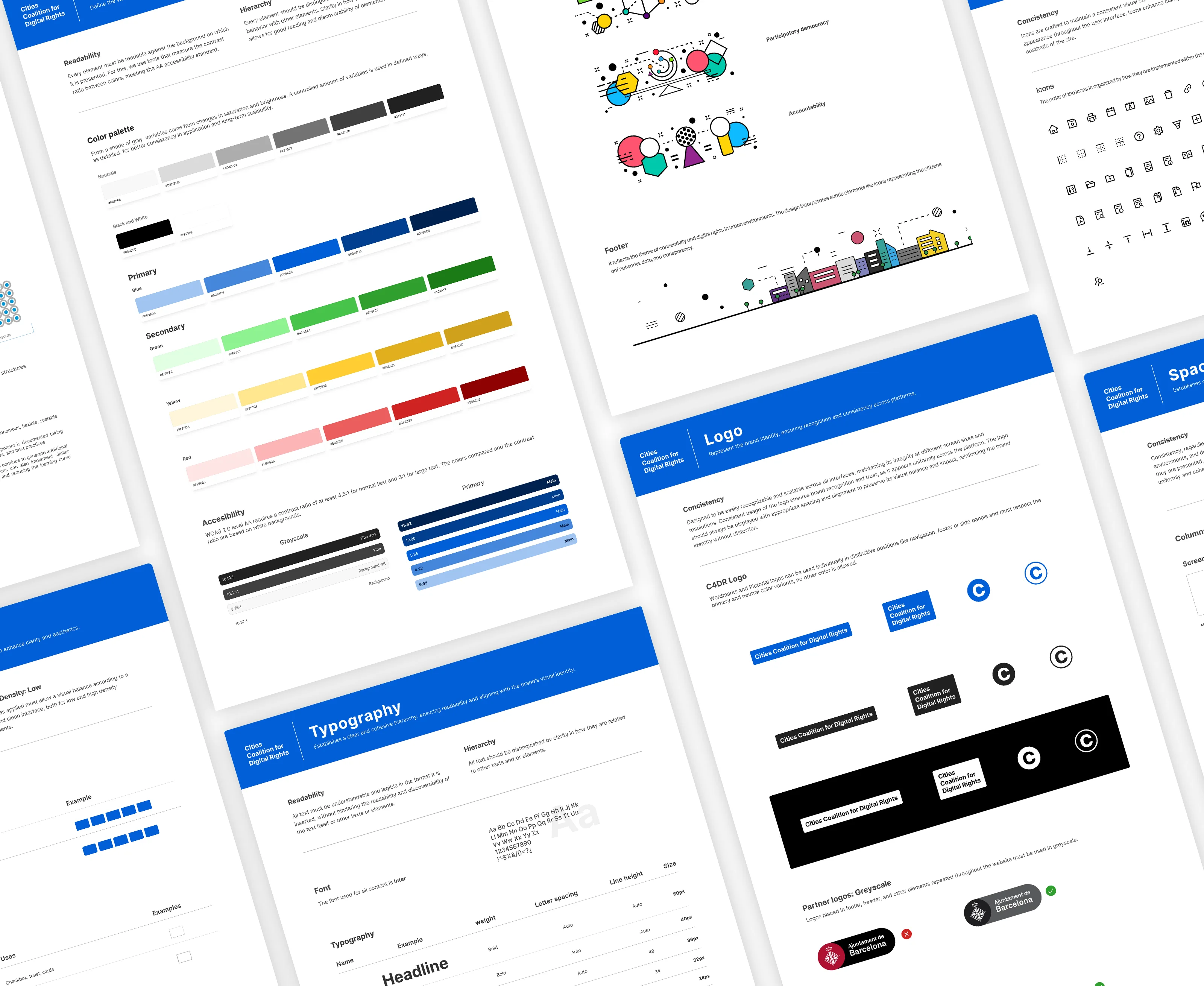 Ui kit pages positioned diagonally