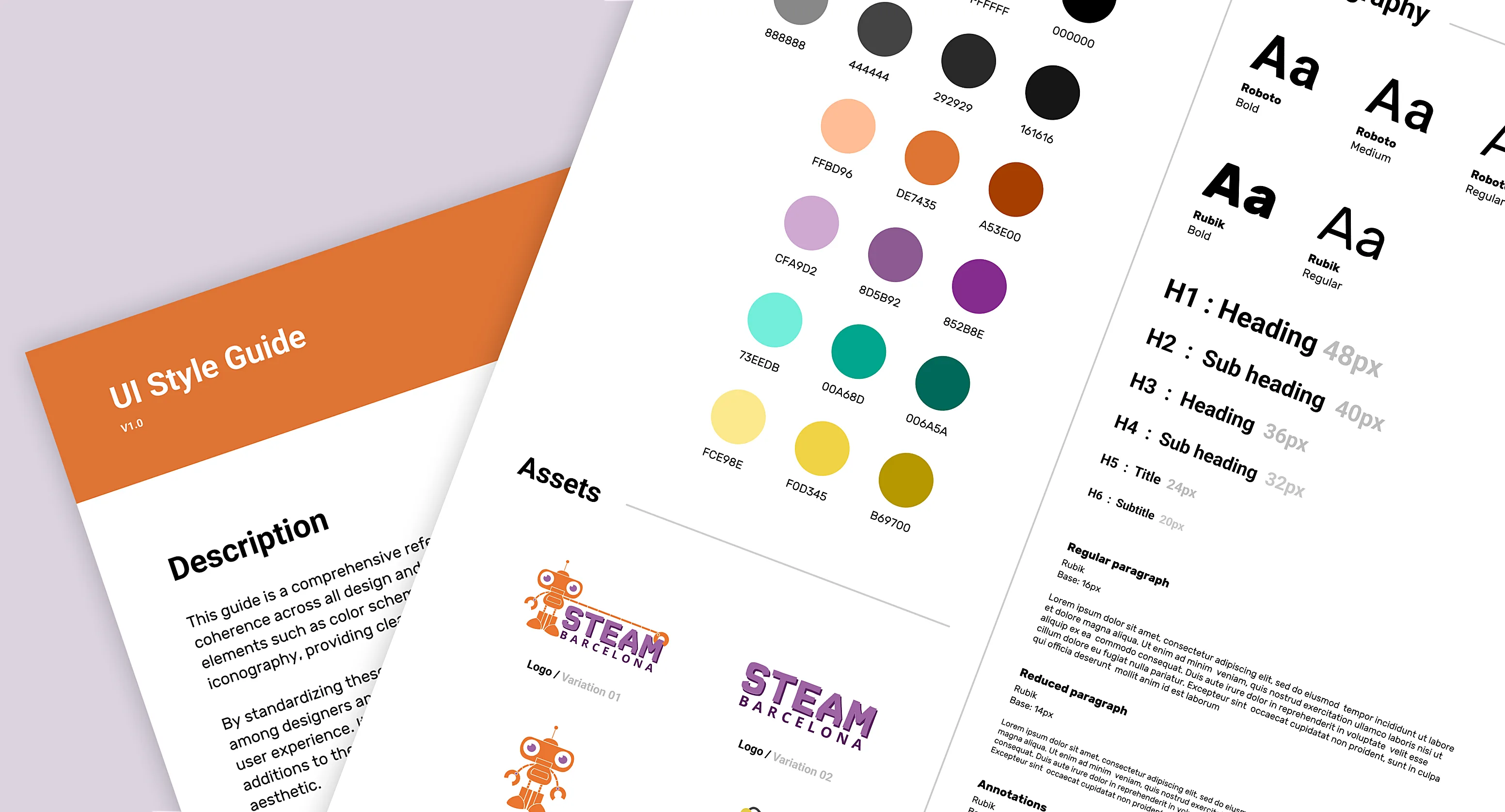 UI style guide closeup view