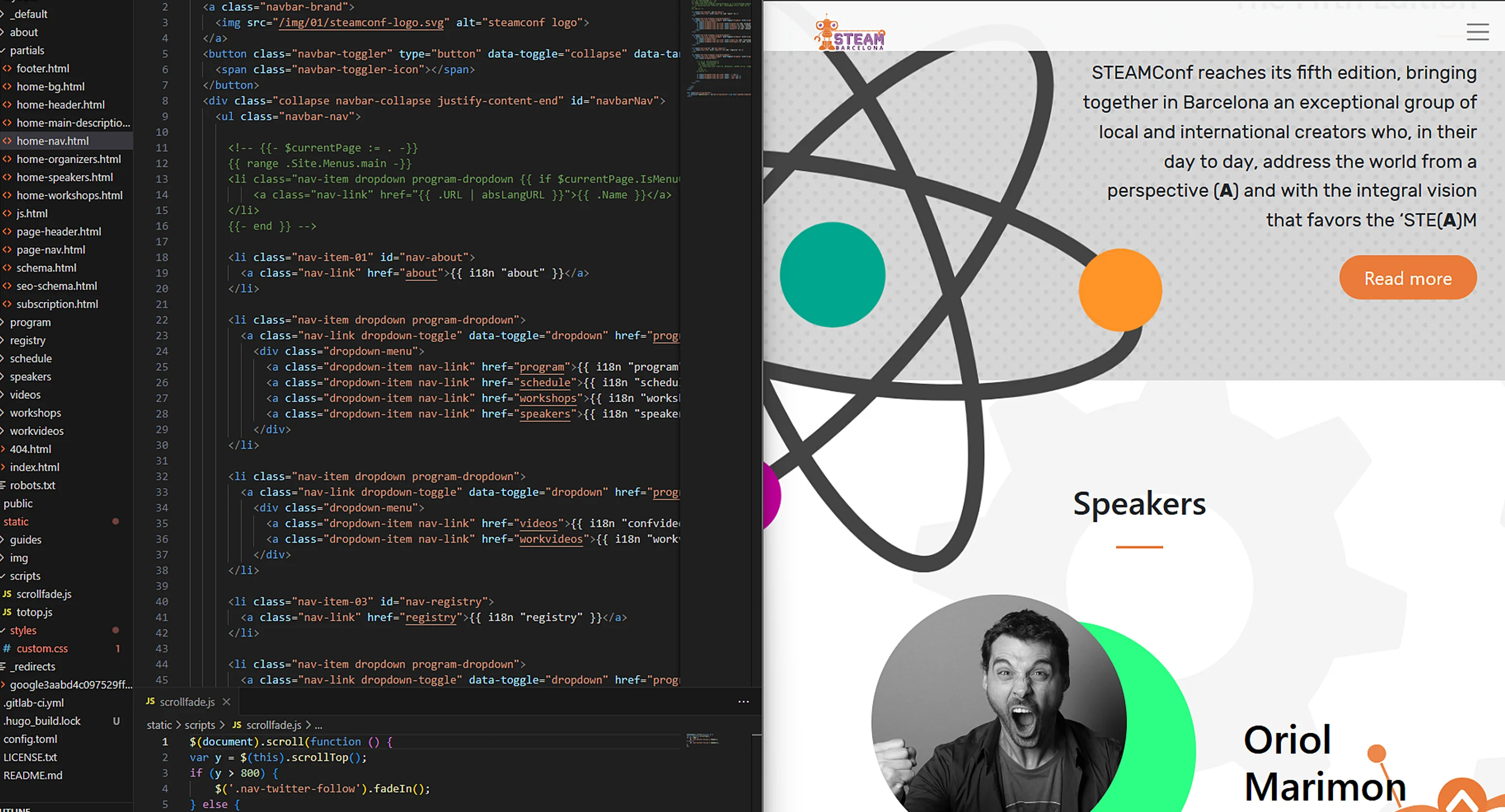 Code editor view alonside the screen implementation