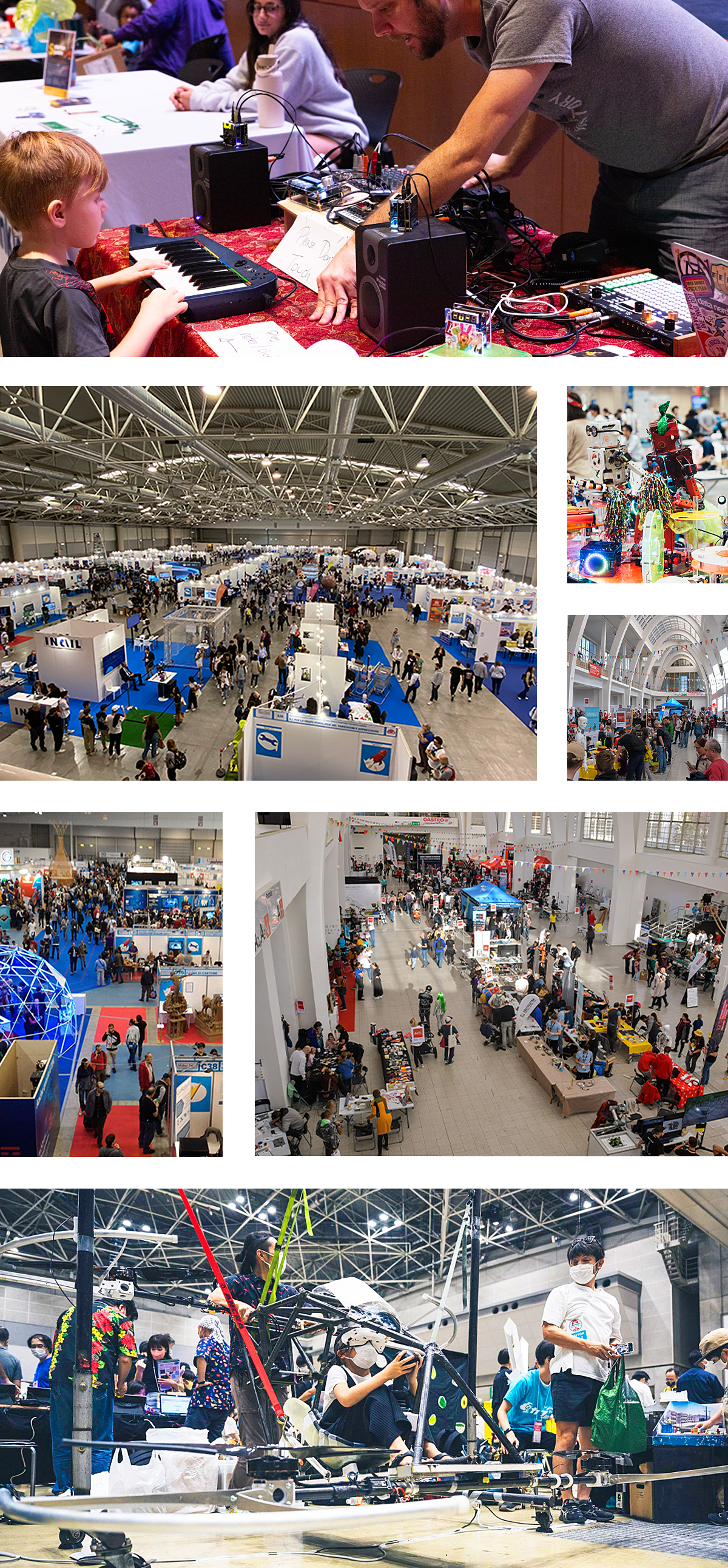 Image composition showing different Maker Faire events around the world